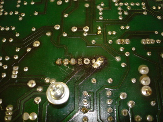 Replaced connector on the deflection board