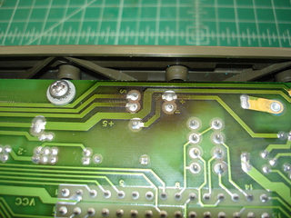 Discolored circuit board under rectifier
