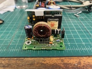 Capacitor damage visible with module removed