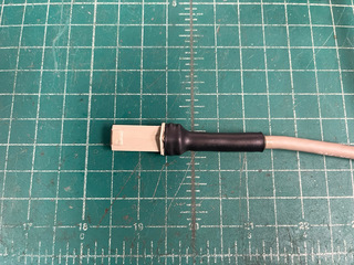 DC plug repaired with adhesive lined heat shrink